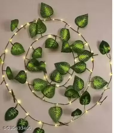 Money Plant Home Décor String Lights | Battery Operated Waterproof Lights | Vine Garland Hanging for Wall, Bedroom, Window, Wedding, Festival, Party ( Warm White)