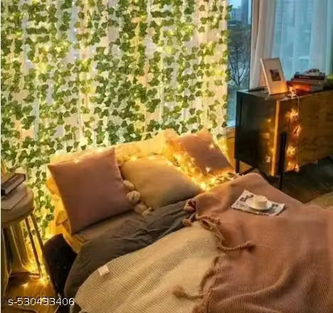 Money Plant Home Décor String Lights | Battery Operated Waterproof Lights | Vine Garland Hanging for Wall, Bedroom, Window, Wedding, Festival, Party ( Warm White)