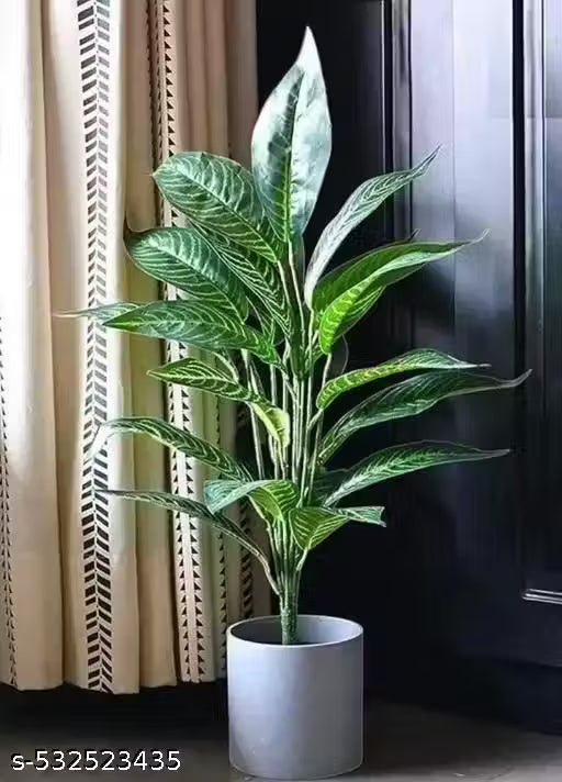 Artificial Natural Looking 26 Leaves Snack Rabbur Plant Artificial Fake Tree | Ornamental Plant for Interior | Indoor Tropical Plant for Home/Shop/Office Decor/Gifting Artificial Plant Without Pot (70 cm, Green Tree)