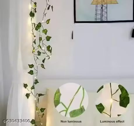 Money Plant Home Décor String Lights | Battery Operated Waterproof Lights | Vine Garland Hanging for Wall, Bedroom, Window, Wedding, Festival, Party ( Warm White)